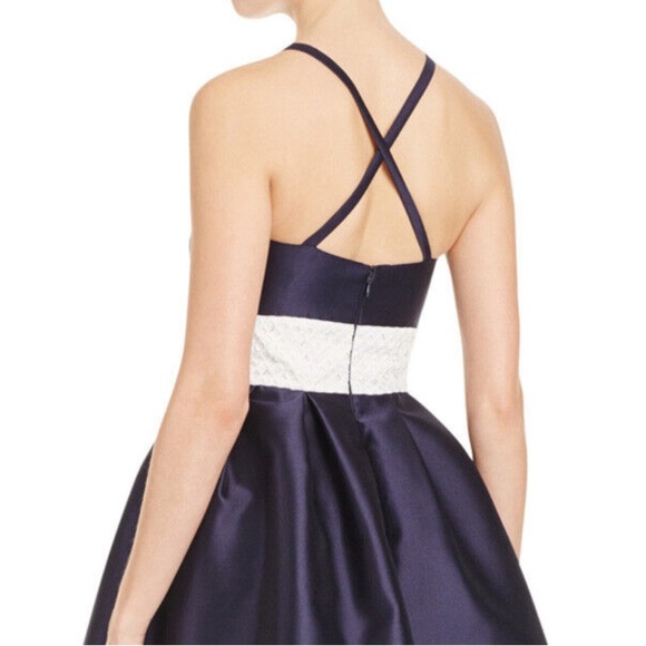 Carmen Marc Valvo Navy Beaded Waist Dress - Picture 2 of 13